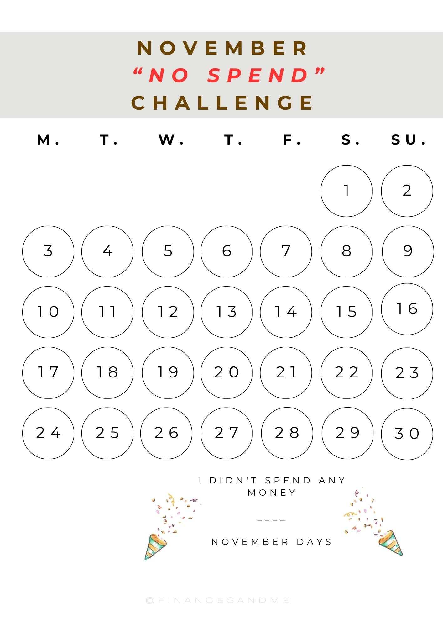 No-spend Challenge Template