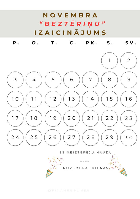 No-spend Challenge Template