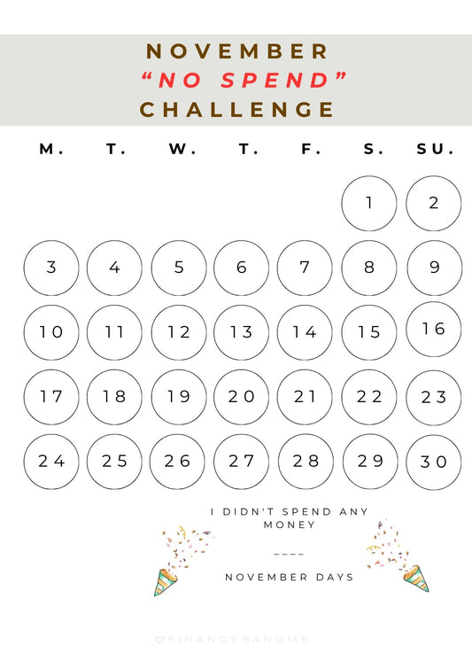 No-spend Challenge Template